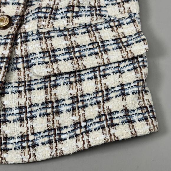 VERONICA BEARD Bentley Tweed Jacket Sz-2 Ivory/Camel 2406TW6810474 - Picture 9 of 16